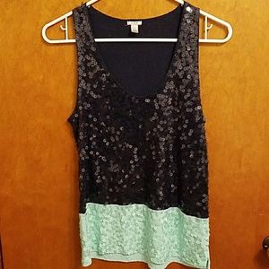 J Crew Sequined Color-block Tank